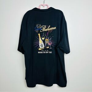 Tommy Bahama Black 100% Silk original fit button up Uncork The New Year Shirt